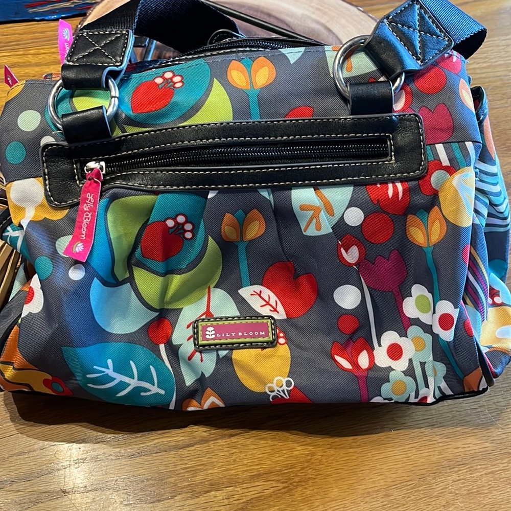 Lilly Bloom handbag, gray floral, good condition